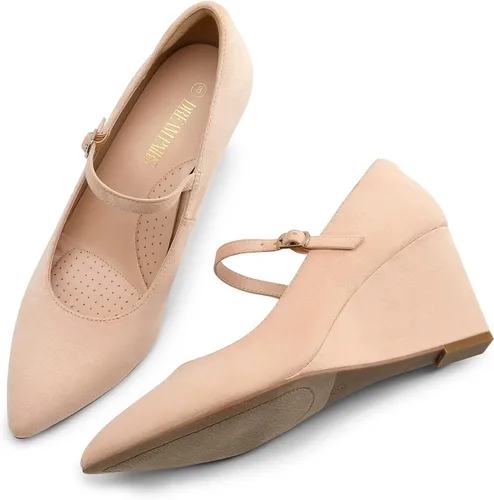 Vista 3 de DREAM PAIRS Zapatos de tacón alto Mary Jane con punta cerrada para mujer, zapatos de tacón alto para trabajo, con punta puntiaguda, boda, novia