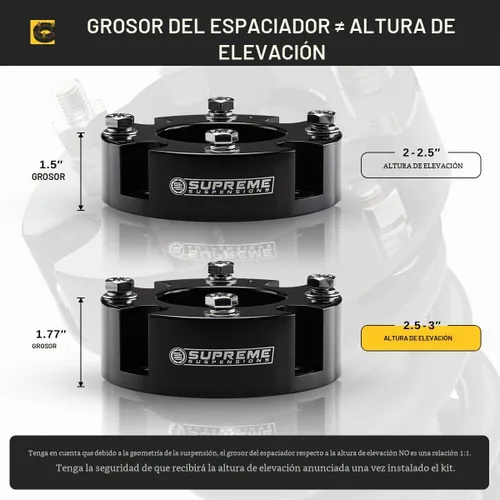 Vista 3 de Kit elevador para Toyota Tundra, espaciadores de puntal de palanquilla de avión T6 delanteros, Plateado