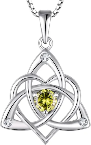 Vista 20 de STARCHENIE Celtic Knot Necklace for Women 925 Sterling Silver Trinity Love Knot Pendant Birthstones Jewelry 38-Ópalo-Oct