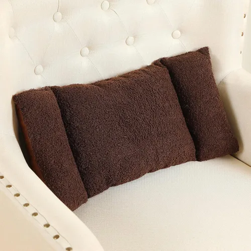 Vista 14 de Queekay - Almohada lumbar de forro polar de 3 secciones para silla de oficina, color negro Back Pillow for Back Support Comfortable Lumbar Cushion