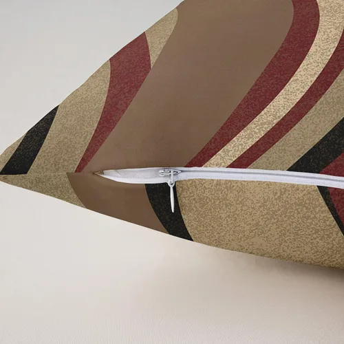 Vista 7 de Paquete de 4 fundas de almohada para exteriores, color rojo burdeos, juego de fundas de cojín geométricas cuadradas de color marrón y gris
