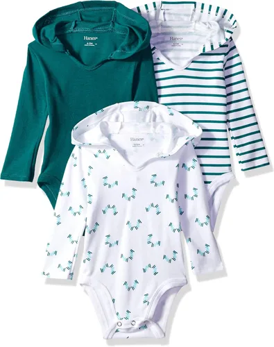 Vista 15 de Hanes Body de manga larga para bebé, sudadera con capucha para niños y niñas, paquete de 3
