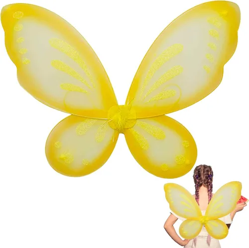 Vista 10 de Alas de hadas para niñas, alas de mariposa de hadas para fiesta de cumpleaños, alas de ángel brillantes, disfraz de Halloween C-3