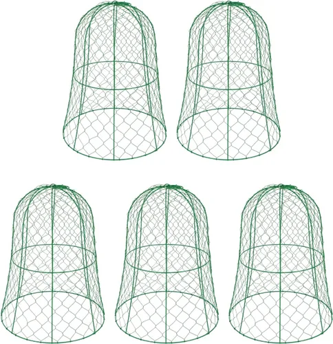 Vista 12 de Paquete de 5 Cloches de alambre de pollo para jardín, 12.99 pulgadas de profundidad x 15.75 pulgadas de alto, protectores y cubiertas de plantas