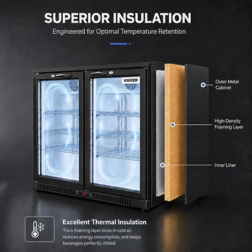 Vista 6 de VIKEER Refrigerador comercial de cristal de la barra posterior de 7.06Cu.Ft
