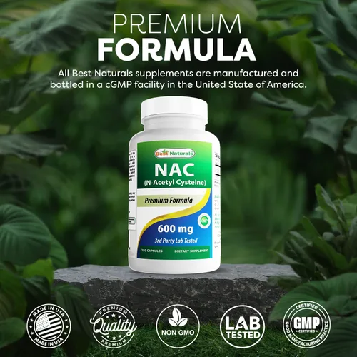 Vista 5 de Best Naturals NAC - N acetil cisteína 600 mg 250 cápsulas - n acetil cisteína - Potente antioxidante