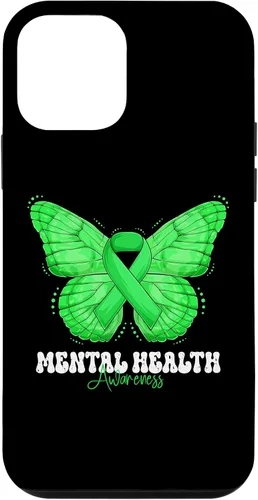 Vista 12 de Funda de mariposa con cinta verde para iPhone 15 Mental Health Awareness Month