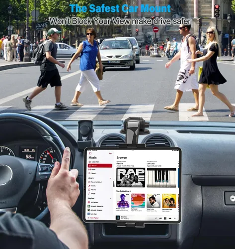 Vista 2 de Soporte de tablet para tablero de instrumentos para automóvil, brazo ajustable y estable Car Dash Windshield Tablet Holder Suction for 4-13