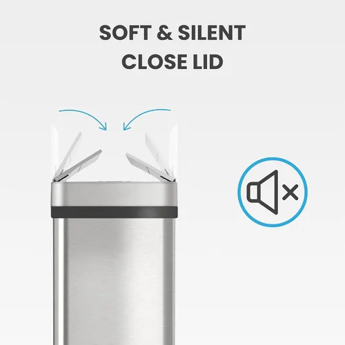 Vista 3 de iTouchless - Bote de basura de 15 litros / 4 galones de acero inoxidable con sensor de apertura de alas para baño, operación automática sin