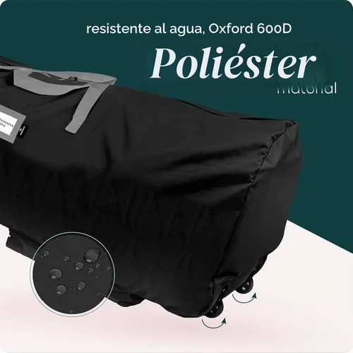 Vista 4 de Handy Laundry - Bolsa de Almacenamiento con Ruedas para Árbol - Para Árbol de Navidad Artificial de 7.5 Pies, Bolsa con Cremallera, Asas de Negro