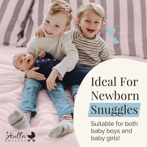 Vista 7 de Stroller Society Conjunto de bata y sombrero para bebé recién nacido anudado para bebé niño o niña
