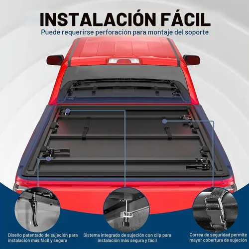Vista 4 de MOSTPLUS - Cubierta de caja de camioneta de tres pliegues compatible con Honda Ridgeline 2017-2025, impermeable, de tres pliegues, parte superior, 5