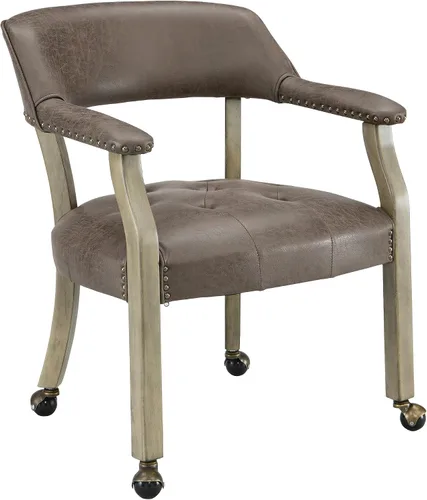 Vista 14 de LEEMTORIG Sillas de comedor con ruedas y brazos, Sillas de comedor con ruedas, Sillas de mesa de póker, Sillas de madera maciza Boss Caption's Patas