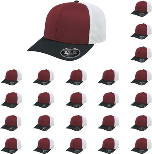 Vista 77 de Cap America i8502 Flexfit 110 Premium - Gorra de camionero de perfil medio con 6 paneles de malla trasera con protección UV y cierre ajustable