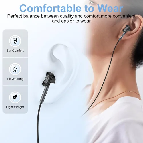 Vista 4 de Auriculares USB C con cable para Samsung Galaxy S26 Ultra/S25/S24 Fe, auriculares con micrófono integrado y control de volumen para iPhone