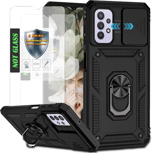 Vista 10 de Funda para Galaxy A26 con cubierta para lente de cámara, protector de pantalla HD, protección contra caídas de grado militar, soporte de anillo