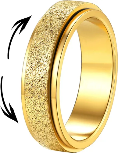 Vista 25 de Supcare Anillos antiestrés para mujer de 4/6/0.315 in para la ansiedad, anillo de pulgar con chorro de arena, regalo para mujeres, talla 7-14