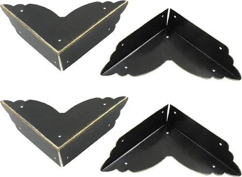 Vista 2 de 8 protectores de esquina de metal negro, protectores de esquina de caja de 2.76 x 2.76 pulgadas, protectores decorativos de esquina de metal