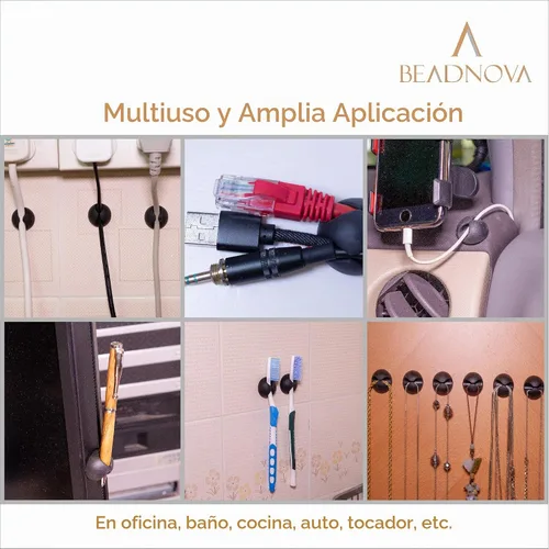 Vista 4 de BEADNOVA Clips para cables, organizador de cables, soporte para cables adhesivos, 1 ranuras para accesorios de carga de automóvil, PC, oficina