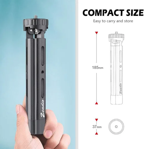 Vista 6 de Zeadio Trípode ajustable de metal, soporte de trípode de escritorio de 4 alturas ajustables, se adapta a Smooth 4, Crane Plus, Osmo Mobile, Ronin-S