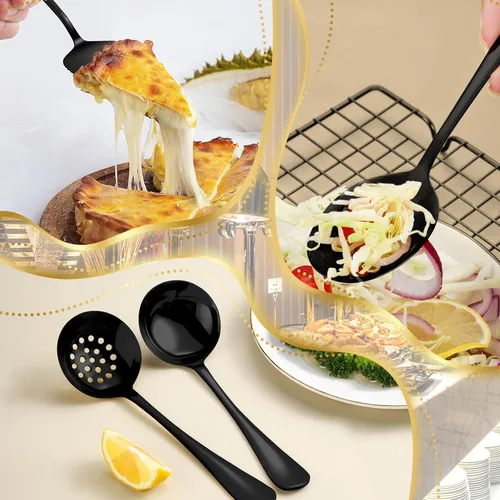 Vista 6 de Juego de 20 utensilios para servir, utensilios completos de acero inoxidable para bufé de catering para barbacoas de verano, parrillas, picnic