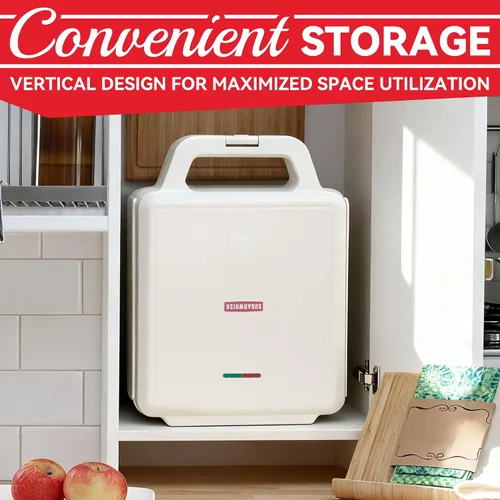 Vista 5 de SugarWhisk Mini Waflera 2 en 1 con Placas Extraíbles, Prensa Panini para Sándwiches, Prensa para Sándwiches, Waflera Eléctrica, Sandwichera
