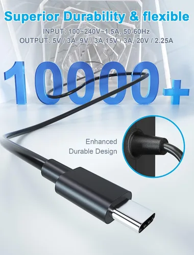 Vista 4 de Feirsh Cargador de 45 W para cubierta de vapor e interruptor adaptador de corriente de vapor USB-C rápido para Nintendo SwitchLiteOLEDXbox