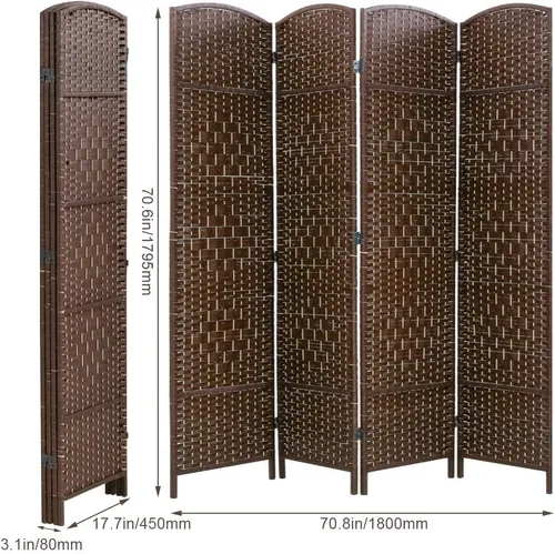 Vista 7 de Vnewone - Divisor de habitación de 6 pies de alto, fibra de tejido de diamante, pantalla de privacidad, divisor de habitación plegable para sala