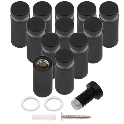 Vista 59 de Luomorgo 12 piezas tornillos separadores de acero inoxidable de 1" x 1", herrajes de montaje para letreros de pared, separadores de vidrio