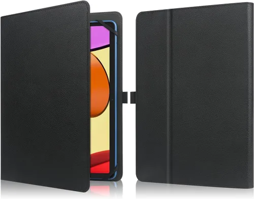 Vista 2 de Funda universal para tableta de 9, 9.7, 10.1, 10.5, 10.9 y 11 pulgadas con teclado, funda con teclado Bluetooth inalámbrico extraíble y soporte