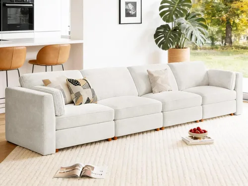 Vista 34 de CUGOAO Sofá biplaza extragrande de 83.5 pulgadas, sofás para sala de estar, sofá nube de felpilla de asiento profundo, sofá modular seccional, funda