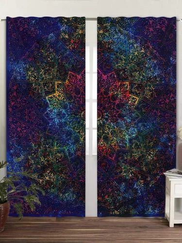 Vista 24 de Cortinas de ventana de mandala hippie indio, gitano, bohemio, sol, luna, hermosas cortinas para dormitorio, sala de estar, balcón, cenefa