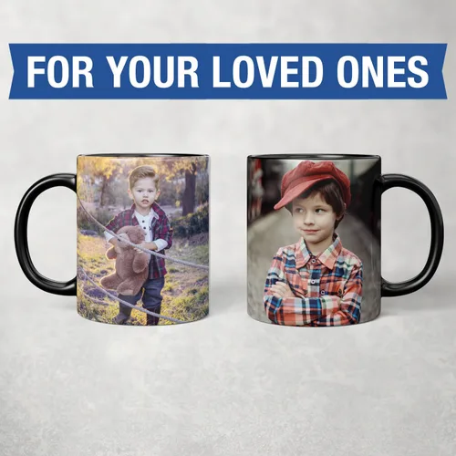 Vista 5 de Taza de café personalizada – Tazas personalizadas con texto en imagen, nombre de foto personalizado, logotipo, taza de cerámica – Cumpleaños, Negro