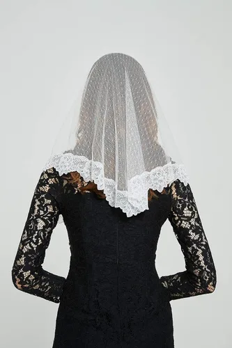 Vista 5 de FANFAN Triángulo Mantilla Velo Capilla Velo Encaje Masa Latina..