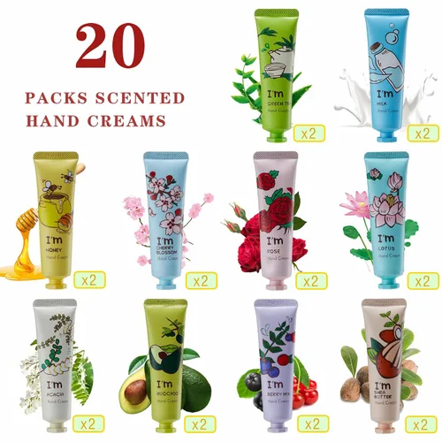 Vista 2 de Paquete de 20 cremas de manos para regalo, loción de manos para manos secas y agrietadas, manos de trabajo, cuerpo, crema de manos
