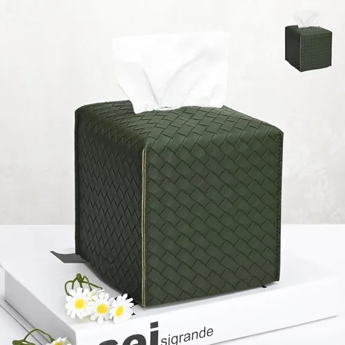 Vista 19 de HOMOTEK Paquete de 2 fundas para caja de pañuelos, soporte cuadrado de piel sintética, organizador de papel decorativo para baño, mesitas de noche