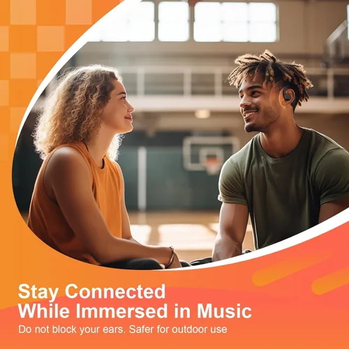 Vista 4 de TTQ Oreja abierta, auriculares inalámbricos Bluetooth 5.3, deportes con ganchos para las orejas y micrófono, tiempo de reproducción de 60 horas