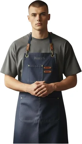 Vista 5 de Delantal de chef de lona personalizado, delantal unisex para mujeres y hombres, delantal para pintar, hornear artistas