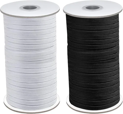 Vista 9 de Coopay Bandas elásticas planas de 1/2 pulgada de largo y 100 yardas de largo, cuerda elástica plana para coser proyectos de bricolaje, artes y Blanco