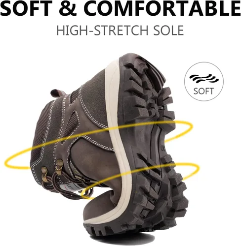 Vista 3 de Botas impermeables de trabajo para mujer, botas de senderismo tácticas de invierno, nieve, botas de combate, camping, caminar, botas antideslizantes