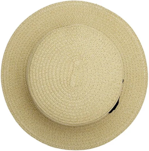 Vista 4 de Ayliss Sombrero de paja con lazo para mujer, sombrero de verano para el sol