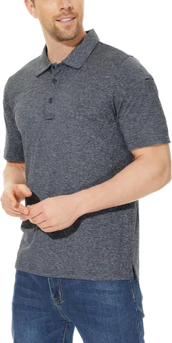 Vista 5 de TACVASEN Men's Golf Polo Shirts Short Sleeve Quick Dry Collared Casual Shirt with Buttons PerformanceT-Shirt