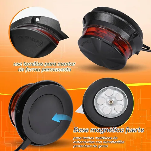 Vista 5 de Luces de baliza estroboscópica ámbar LED WINECO, luces de advertencia de emergencia de seguridad intermitentes giratorias para carretilla elevadora