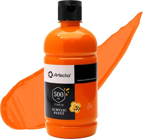 Vista 18 de Artecho Juego de pintura acrílica de 12 colores en envases grandes (500ml/17oz), pintura para manualidades artísticas para suministros de arte