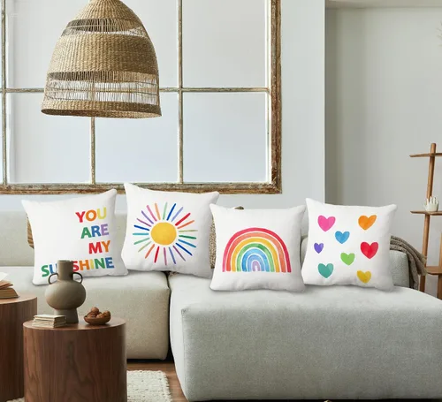 Vista 3 de Boho You Are My Sunshine - Almohada de sol arcoíris para niños, decoración de aula de arco iris, almohadas de aula para niños, decoración de esquina