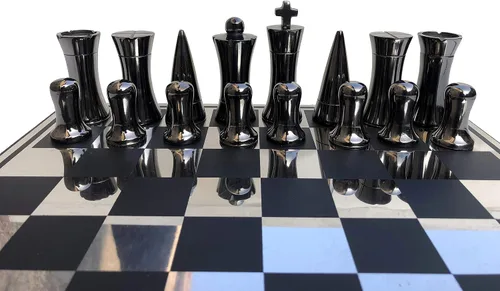 Vista 5 de Art Decor Series - Juego de ajedrez de aluminio de 3.5 pulgadas King con tablero de ajedrez de 14 pulgadas
