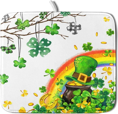 Vista 128 de Giwawa Tapete de secado de platos de café, vintage, antifatiga, taza de expreso, máquina de frijoles negros, tapete escurridor de platos, protector
