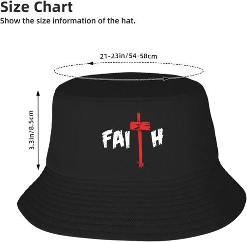 Vista 2 de Sombrero de pescador con cruz de fe cristiana de Jesús de doble tejido para mujeres y hombres, sombreros de pescador para adultos, sombrero