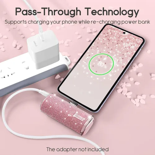 Vista 4 de iWALK Cargador portátil USB C, banco de energía pequeño ultracompacto de 4500 mAh, paquete de baterías brillantes y estación de carga