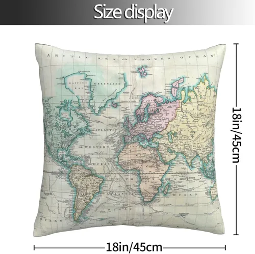 Vista 5 de Funda de almohada decorativa colorida con mapa del mundo para sofá, cama, hogar, 18 x 18 pulgadas